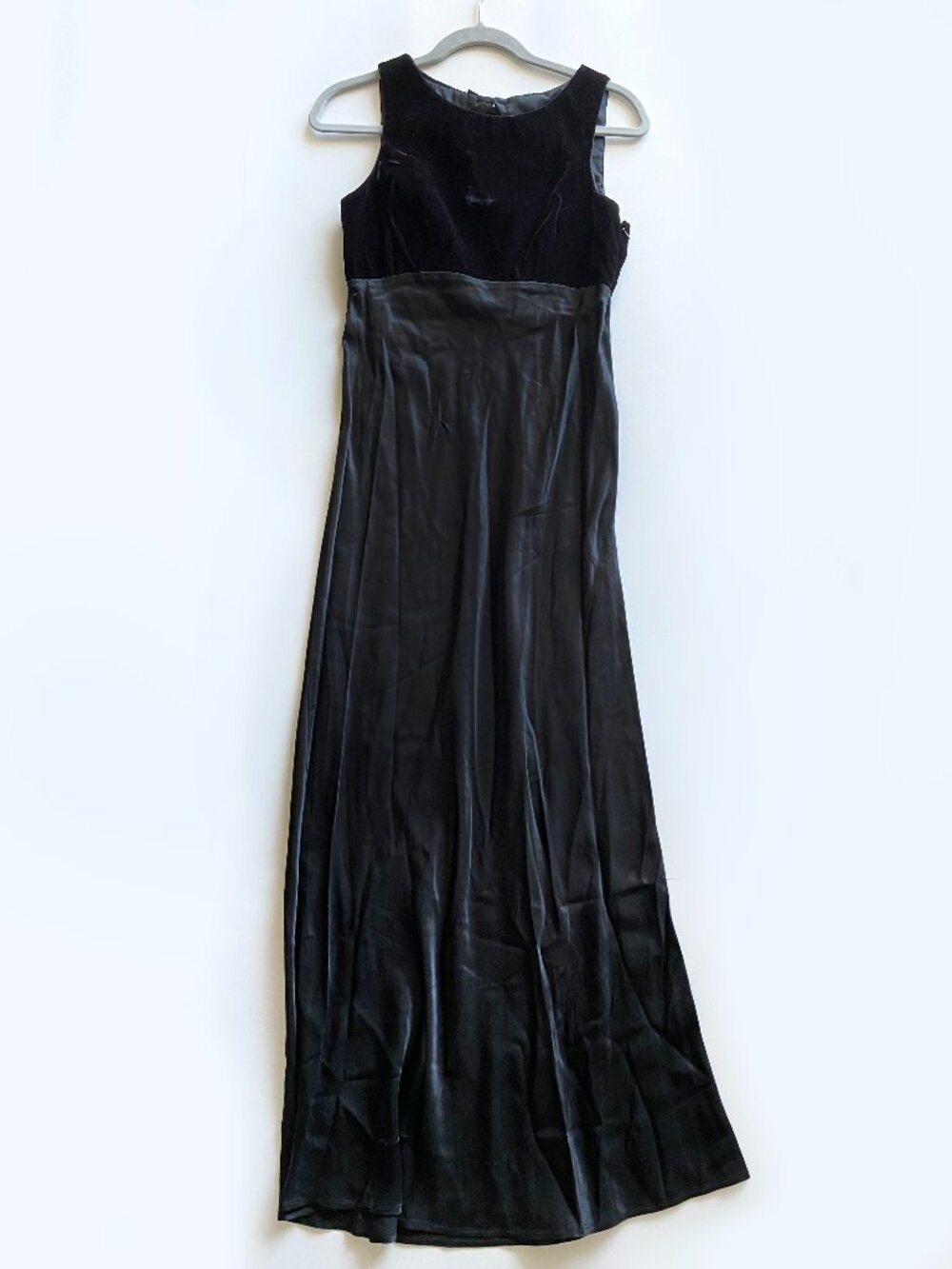 Vintage 1990s Rampage Classy Black Maxi Dress Velvet / Satin Size 7